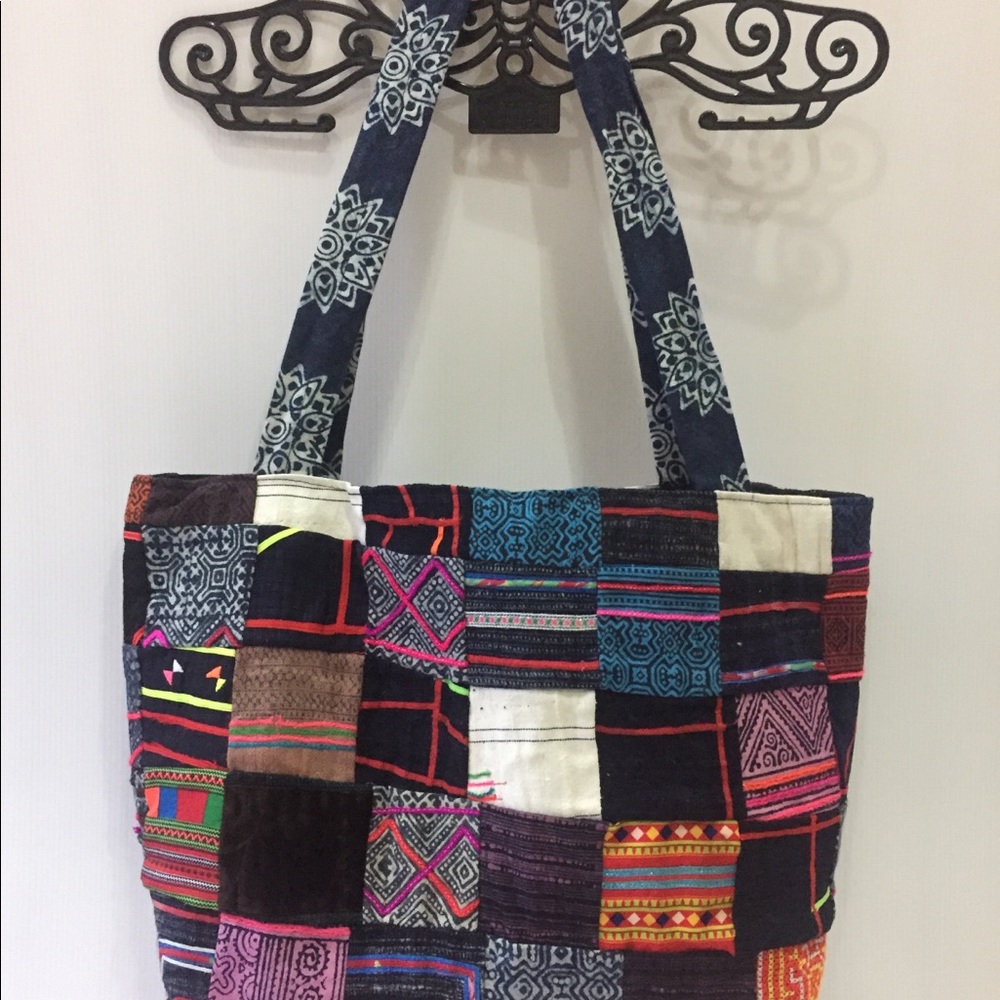 Colorful unique patchwork handmade bag - Picture 3 of 6